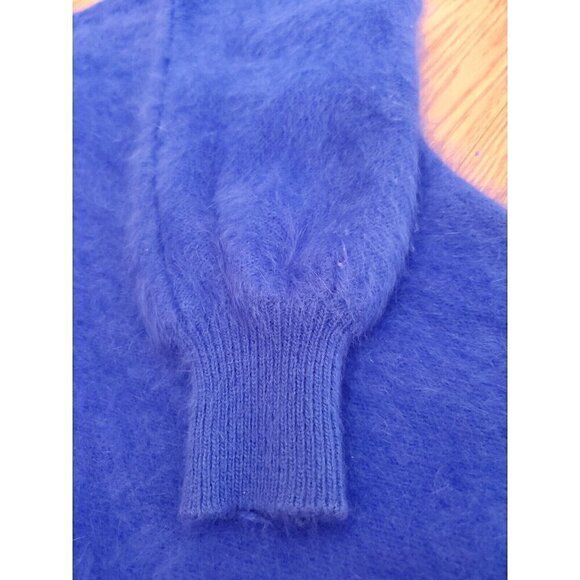 Vtg Connie A Lee Sweater Size M/L? 80% Angora Royal Blue Dolman Sleeve Beaded - Picture 11 of 14